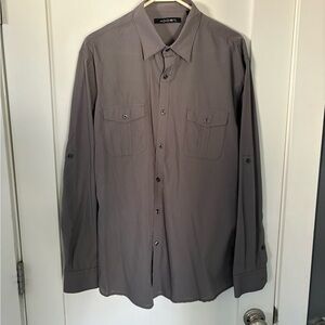 Axist Men's Taupe Button-Down Shirt with Dual Chest Pockets